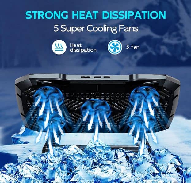 Laptop Cooling Pad with 5 Fans | Adjustable with Mobile Stand 1