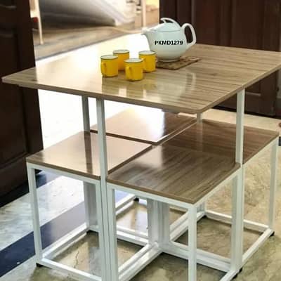 Center table with 4 stools, Dining table, kitchen dining table 0