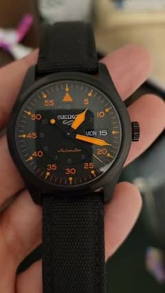 original seiko sports 5 orange lume automatic with box