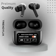 A9 Pro earbuds with touch display