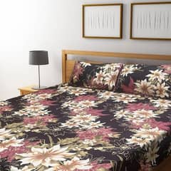 3pcs  crystal cotton printed double bedsheet