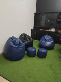 Leather Xl Bean Bag with Free stool