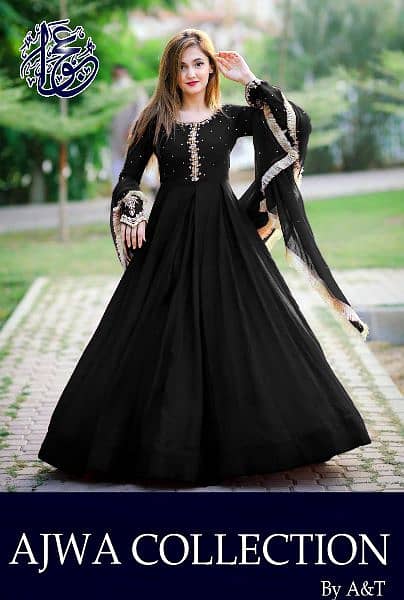 Embroidered Long Maxi With Lace Work Dupatta Trouser 3Pcs 7