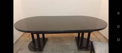 wooden dining table n  6 chairs good condition urgent sale pr negotiat