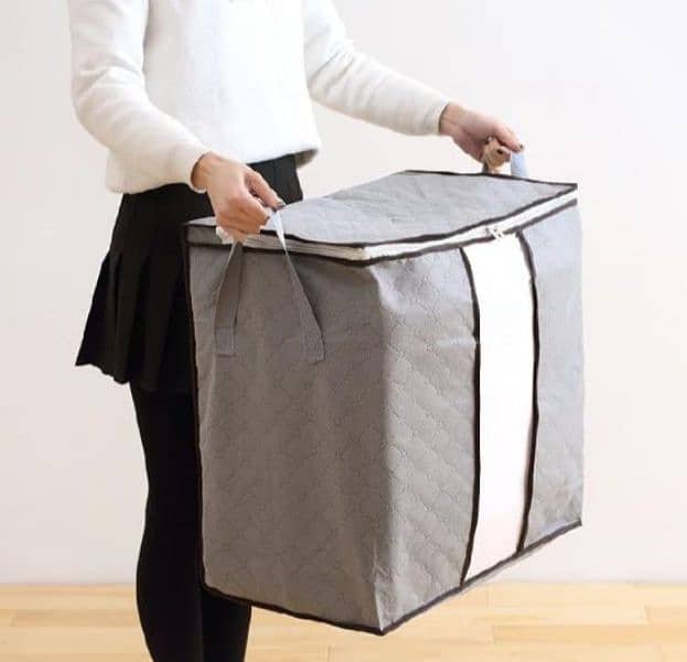 Portable Bamboo Clothes Blanket Large Folding Bag Storage Box Organize 0