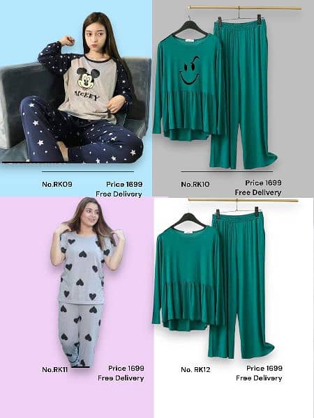 2 Pcs Stitched Sleepwear For Women 2