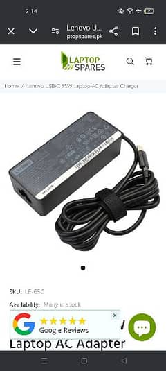 Lenovo 65w c type charger