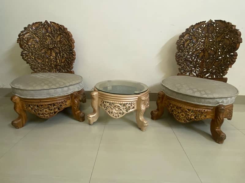 Antique peerah set (low chairs with table) 4