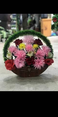 wood flowers basket 0