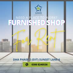 Dha Phase 2 (ext) | Sunset Lane 6 | 220 Sqft Ground Floor Shop With Mezzanine | Fully Furnished | Bungalow Facing | Ample Car Parking | Reasonable Rent | Anytime Visit | 0