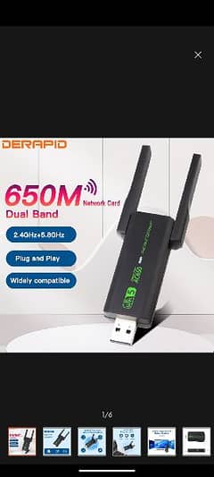 WiFi USB AC650 Adapter Dual Band Wireless USB2.0 Network Card