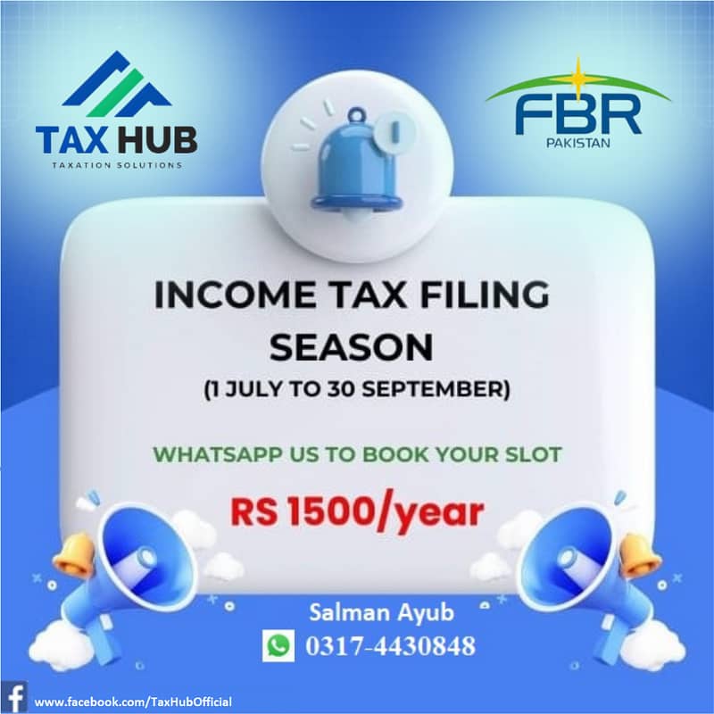 Tax Consultant, Income Tax Return, Sale Tax, FBR Filer, NTN, GST, PSEB 1