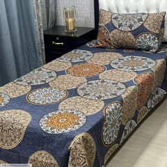 2Pcs Crystal Cotton Printed Single Bedsheet