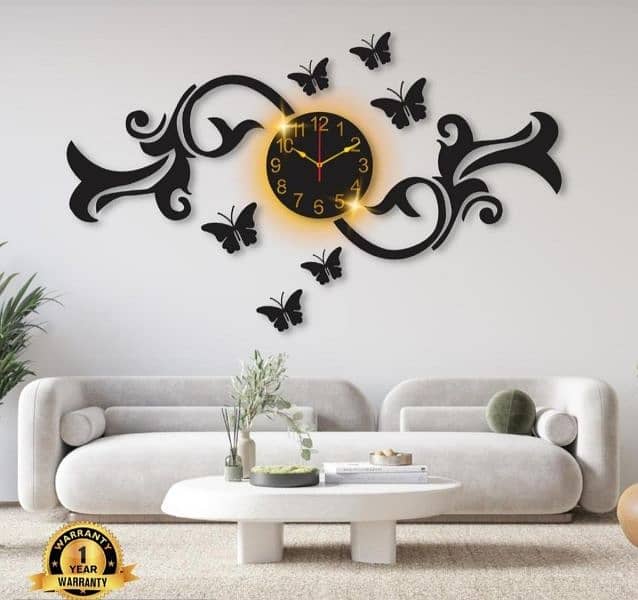 Butterfly Design Laminated Wall Clock With Blacklight 2