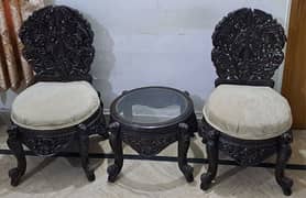 King size 2 chairs pure wood and table  0"3"0"0"4"2"9"0"9"3"5