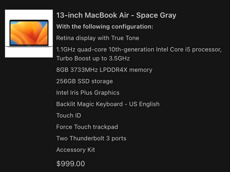 MacBook Air 2020 - Space Gray 1