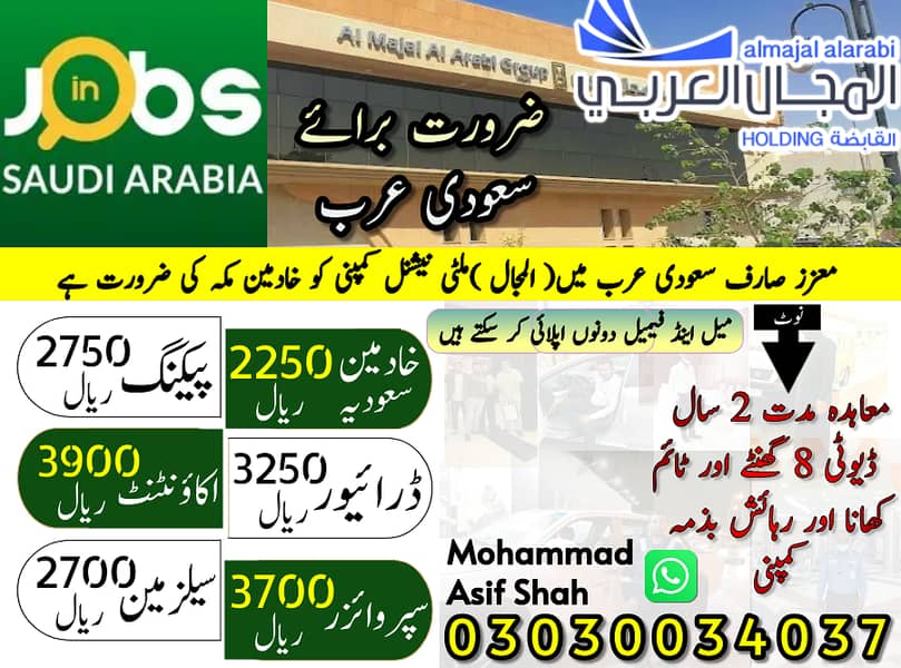 Company Visa Avaialble, Jobs in Saudia, Worker Required, jobs offer 0