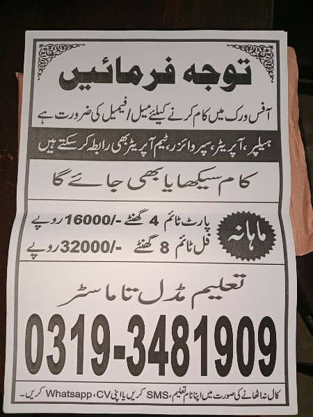 jobs for Karachi male and female 0