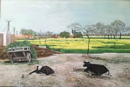 original painting of village of punjab