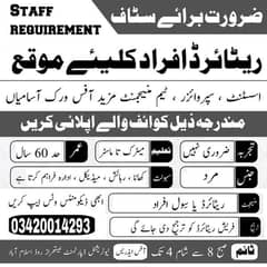 Office Work Available In Islamabad For Retired Force's and Civilian.