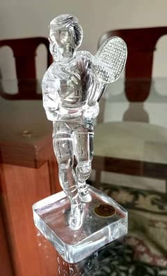 Crystal Tennis Player sculpture or Trophy