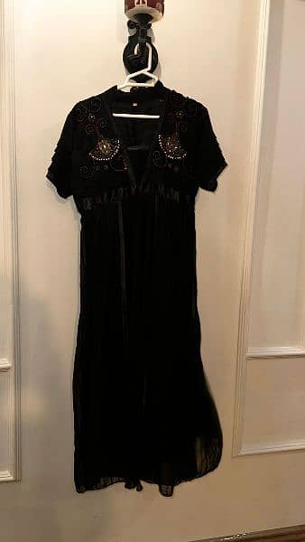 Black with Brown beaded work Frock 0