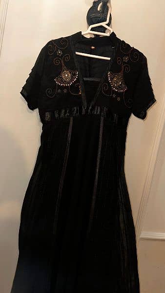 Black with Brown beaded work Frock 2