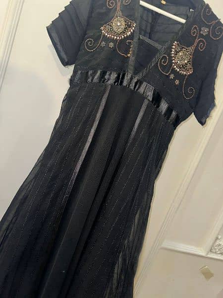 Black with Brown beaded work Frock 3