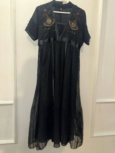 Black with Brown beaded work Frock 4