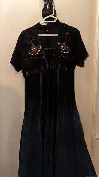 Black with Brown beaded work Frock 5