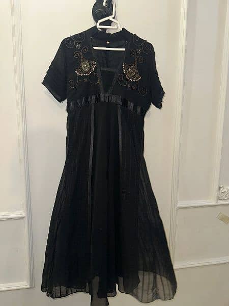 Black with Brown beaded work Frock 6