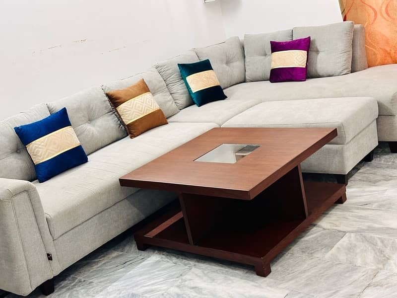 L shape sofa with table 3