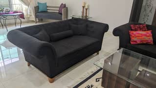 BLACK VELVET 5 SEATER SOFA SET