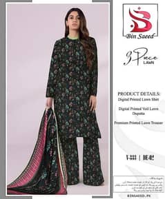 3 Pcs Women's Unstitched Lawn Digital Print Suit