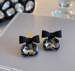 Black Bow Design Aluminium Plated Studs