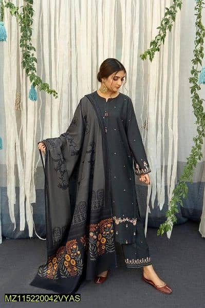 3 pcs women's unstitched Lawn Embroidered suit 6