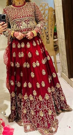 Designer Maroon Bridal Lehnga | Hand-Embellished Wedding Dress