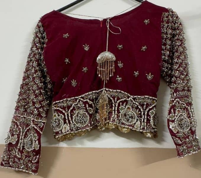 Designer Maroon Bridal Lehnga | Hand-Embellished Wedding Dress 2