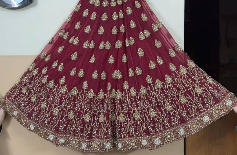 Designer Maroon Bridal Lehnga | Hand-Embellished Wedding Dress 3