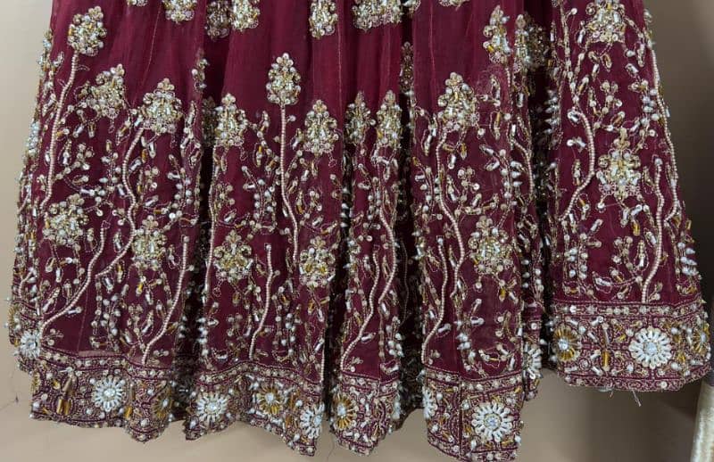 Designer Maroon Bridal Lehnga | Hand-Embellished Wedding Dress 5