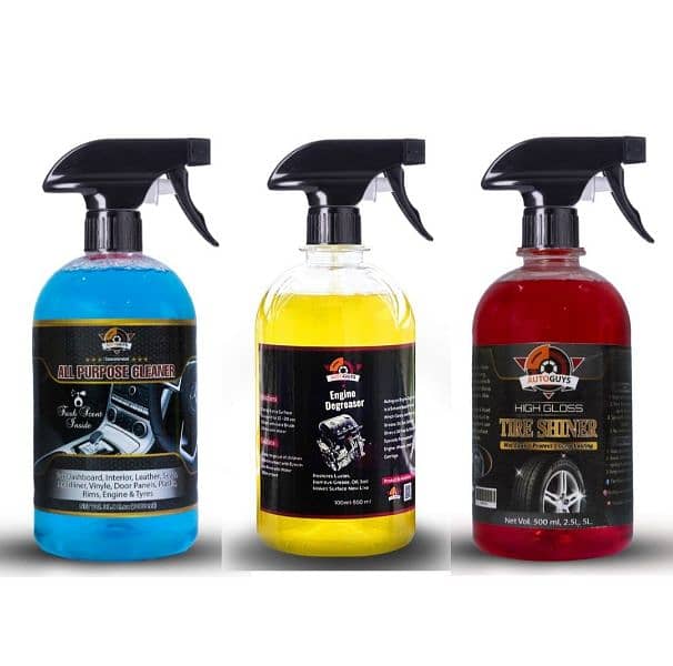 Car Interior Cleaner, Tire Shiner, Engine Degreaser Pack of 3 0