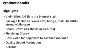 Professional Violin 4/4 Size With Full Package For Girls And Boys