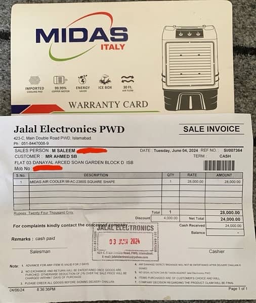 Air cooler Midas Italy 2 Months used only 6