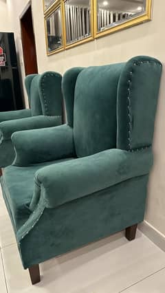 Royal Green Sofa Set ( 2 Sofa Chairs + 1 table)