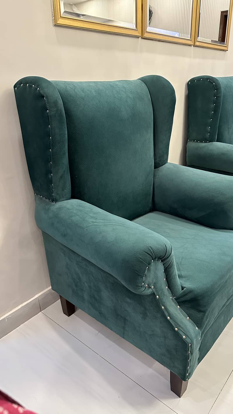 Royal Green Sofa Set ( 2 Sofa Chairs + 1 table) 1