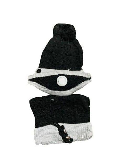 Beani Wool Cap,Neck Warmer & Mask 2