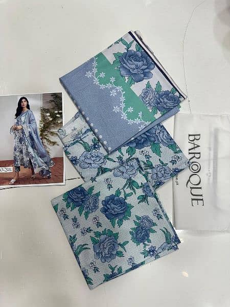 3 Pcs Women's Unstitched Linen Digital Print Suit. 2