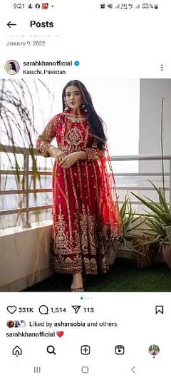 Fancy Red and Golden Wedding / Function Embroidered Frok Dress 4 women