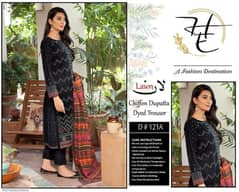 3 Pcs Women's Unstitched Lawn Embroidered Suit.