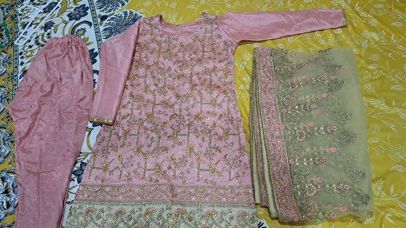 3 piece suit with heavy embroidery shirt and dupatta 14